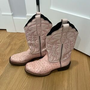 Pink ostrich skin cowboy boots size 7